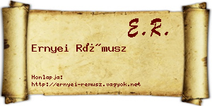 Ernyei Rémusz névjegykártya